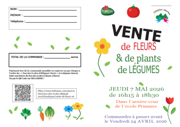 vente de fleurs et plantes mai 2026